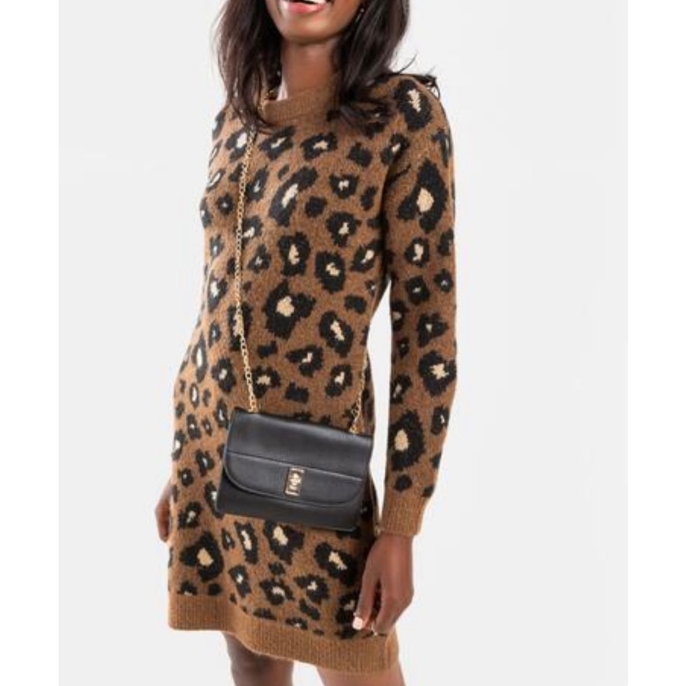 Leopard Sweater Mini Dress